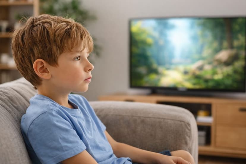 Ein Junge starrt abwesend auf den Fernseher